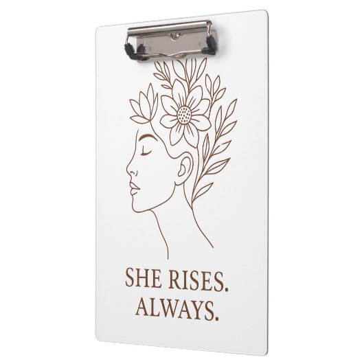 She Rises. Always — Minimalist Empowerment Design Klemmbrett (Links)