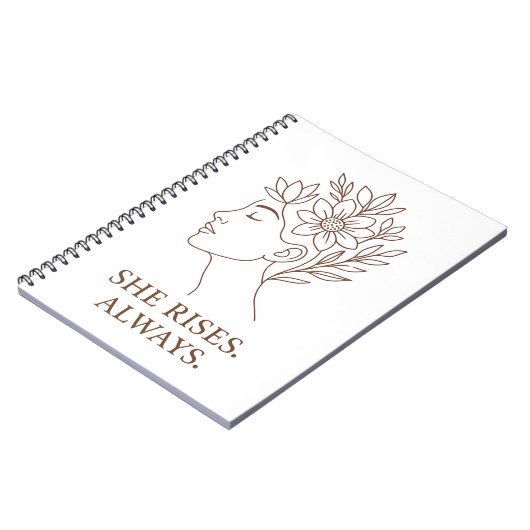 She Rises. Always — Minimalist Empowerment Design Notizblock (Linke Seite)