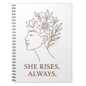 She Rises. Always — Minimalist Empowerment Design Notizblock (Vorderseite)
