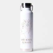 She Rises. Always — Minimalist Empowerment Design Trinkflasche (Vorne)