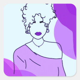 she - roxo quadratischer aufkleber