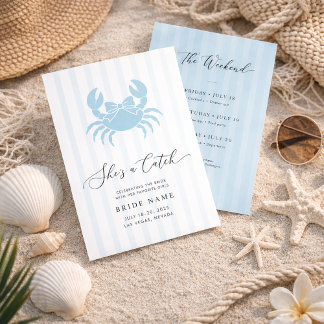 She’s a Catch Coastal Stripe Bachelorette Weekend Einladung