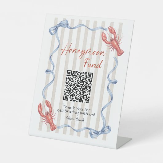 She’s a Catch Lobster Honeymoon Fund QR Code  Sockelschild (Vorderseite)