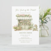 She’s Fresh Off The Market Sage Bridal Shower Einladung (Stehend Vorderseite)