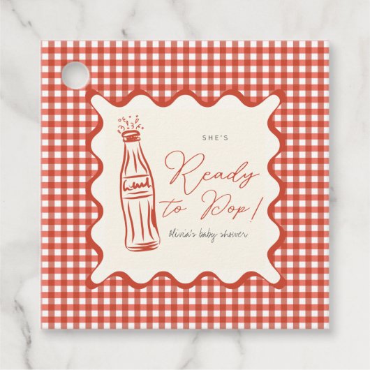 She’s ready to pop baby shower geschenkanhänger (Vorderseite)