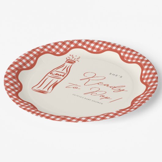 She’s ready to pop baby shower pappteller (Schrägansicht)