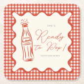 She’s ready to pop baby shower rechteckiger pappuntersetzer (Vorderseite)