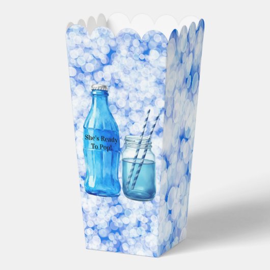She’s Ready To Pop Blue Boy Baby Shower Geschenkschachtel (Rückseite)