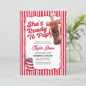 She’s Ready to Pop Cola Bottle Baby Shower  Einladung (Stehend Vorderseite)