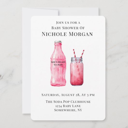 She’s Ready To Pop Girl Baby Shower Einladung (Vorderseite)