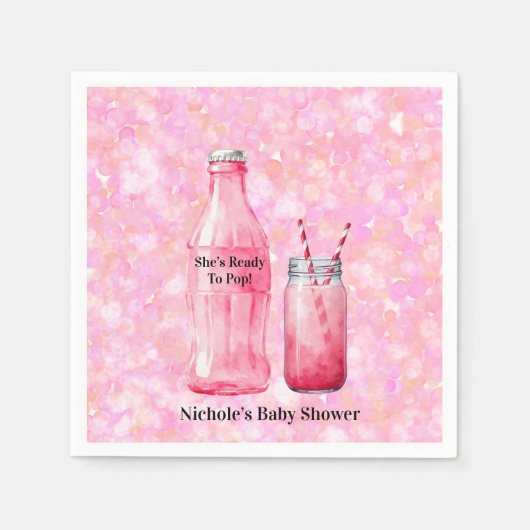 She’s Ready To Pop Girl Baby Shower Serviette (Vorderseite)