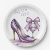 She’s Still Got It Purple High Heel Birthday Party Pappteller (Vorderseite)