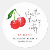 She’s the Cherry on Top Bachelorette Party Favor Runder Aufkleber (Vorderseite)