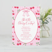 She’s the Cherry On Top Line Art Baby Shower Einladung (Stehend Vorderseite)
