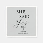 She Said Yes Bridal Shower Grey Serviette (Vorderseite)