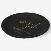 She Said Yes Engagement Party Black And Gold Pappteller (Schrägansicht)