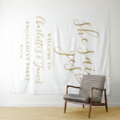 She Said Yes Engagement Party Gold Photo Backdrop Wandteppich (Beispiel (Horizontal))