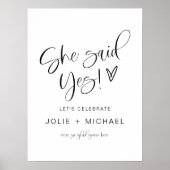 She Said Yes Engagement Party Welcome Poster (Vorne)
