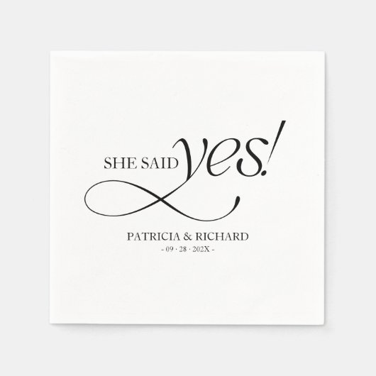 She Said Yes Modern Minimalist Engagement Party Serviette (Vorderseite)