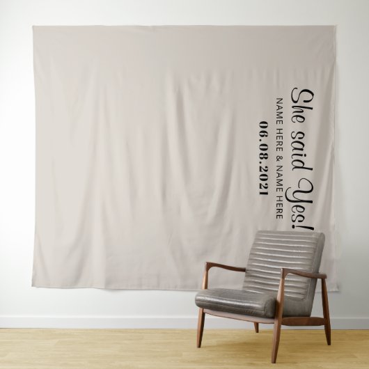 She Said Yes Photo Booth Engagement Backdrop Wandteppich (Beispiel (Horizontal))