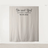 She Said Yes Photo Booth Engagement Backdrop Wandteppich (Vorderseite)