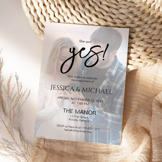 She Said Yes! Photo Engagement Party  Einladung