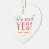 She said Yes! Verpflichtged Foto Red Keramik Ornament (Links)