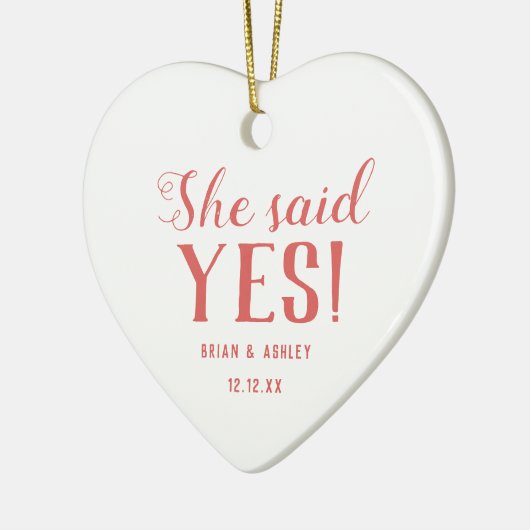 She said Yes! Verpflichtged Foto Red Keramik Ornament (Links)