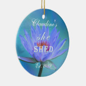 She Shed Shades of Blue Water Lily Christmas Keramik Ornament (Rechts)