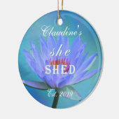 She Shed Shades of Blue Water Lily Christmas Keramik Ornament (Links)