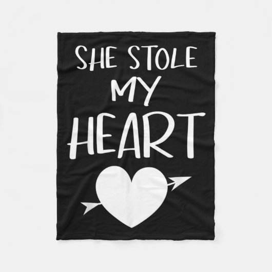 She Stole My Heart Valentines Day Matching Couples Fleecedecke (Vorderseite)