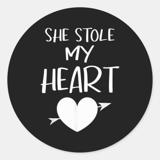 She Stole My Heart Valentines Day Matching Couples Runder Aufkleber (Vorderseite)