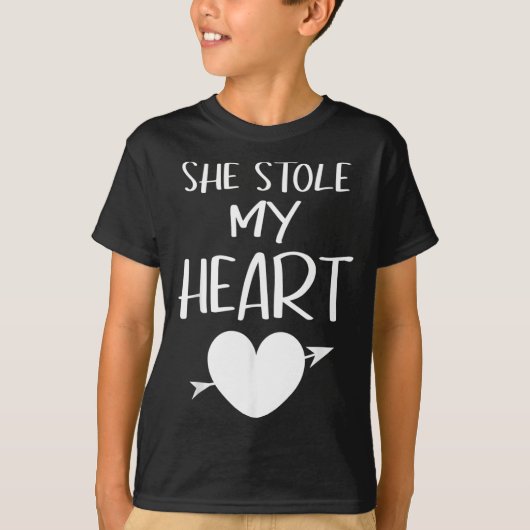 She Stole My Heart Valentines Day Matching Couples T-Shirt (Vorderseite)