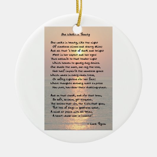 "She Walking in Beauty" Byron Ornament (Vorne)