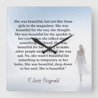 She was beautiful === F.Scott Fitzgerald quote Quadratische Wanduhr