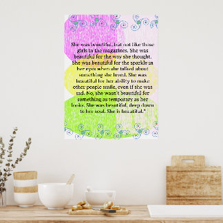 She was beautiful === quote poster