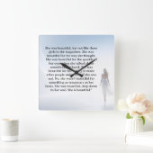 She was beautiful quote quadratische wanduhr (Zuhause)
