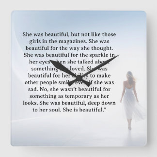She was beautiful quote quadratische wanduhr