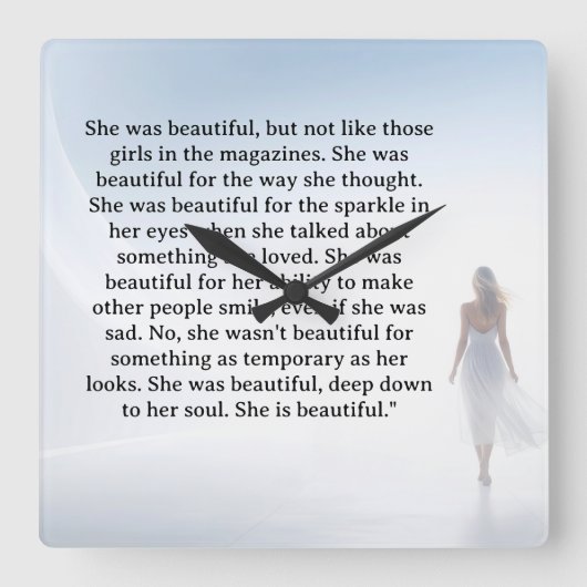 She was beautiful quote quadratische wanduhr (Vorderseite)
