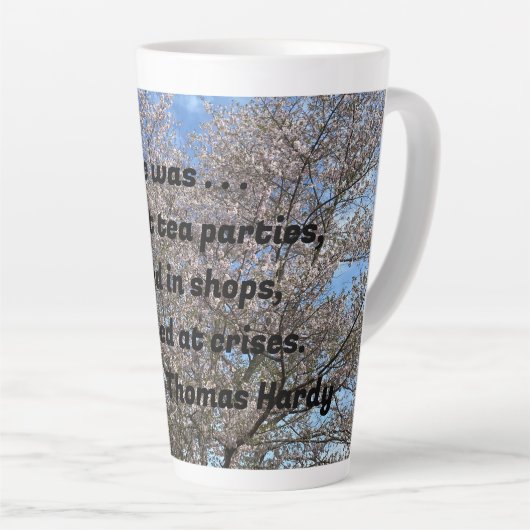 "She was hated at tea parties . . ." Latte Mug Milchtasse (Rechte Ecke)