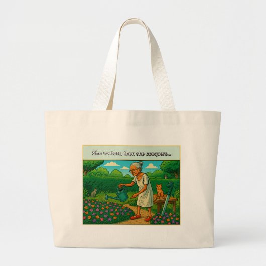 She waters, then conquers Tote Bag Jumbo Stoffbeutel (Vorne)