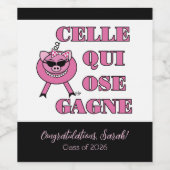 She Who Dares Wins in French Congrats Weinetikett (Einzelnes Label)