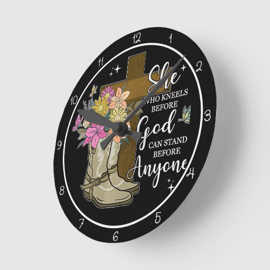 She Who Kneels Before God Design Runde Wanduhr (Winkel)
