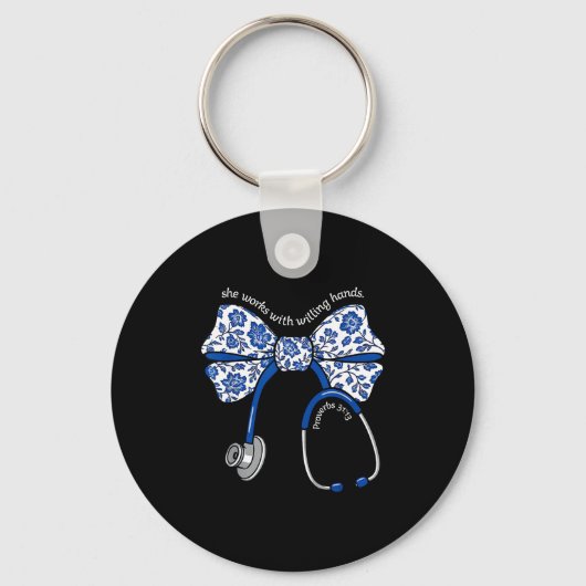 She Works With Willing Hands Proverbs 31 13 Christ Schlüsselanhänger (Vorderseite)