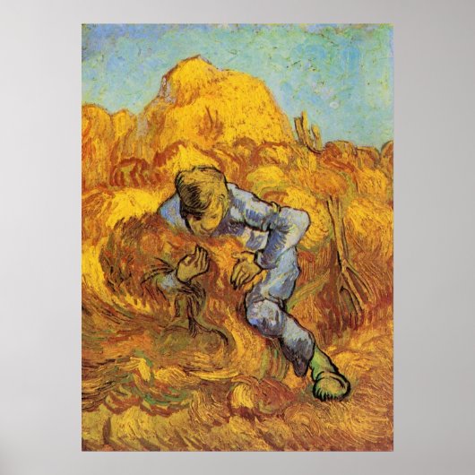 Sheaf Binder (nach Millet) von Vincent van Gogh Poster (Vorne)