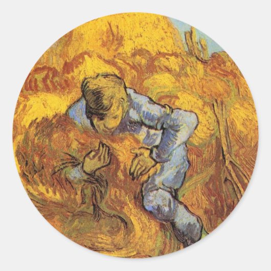 Sheaf Binder (nach Millet) von Vincent van Gogh Runder Aufkleber (Vorderseite)