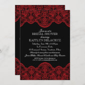 Shear Red Lace Brautparty Einladung (Vorne/Hinten)