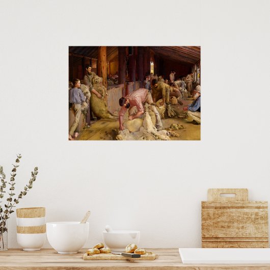 Shear the Rams, 1890 von Tom Roberts Poster (Küche)