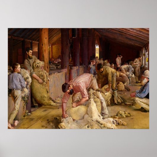 Shear the Rams, 1890 von Tom Roberts Poster (Vorne)