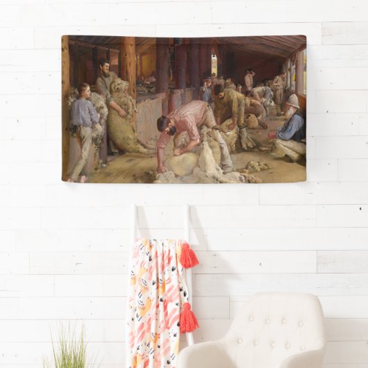 Shear the Rams (Australian Art) (Tom Roberts) Banner (Insitu)